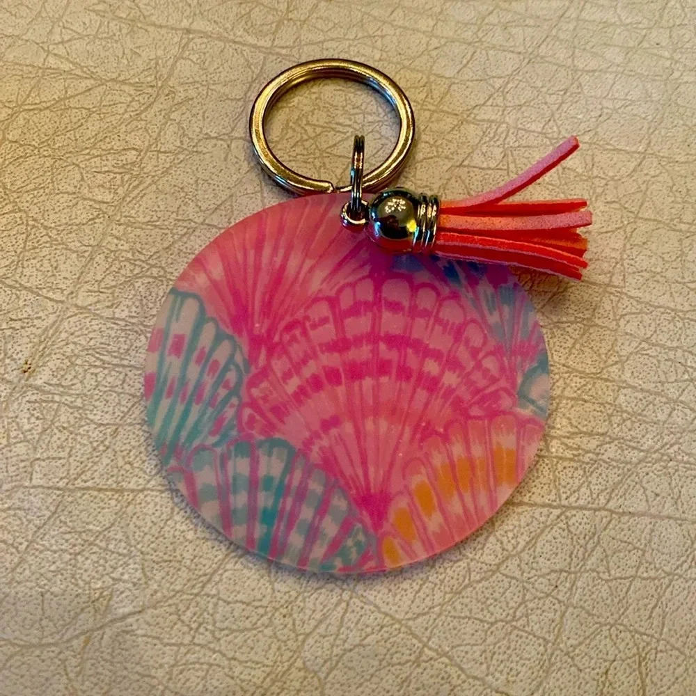 Pink & Blue Sea Shell‎ keychain / bag charm